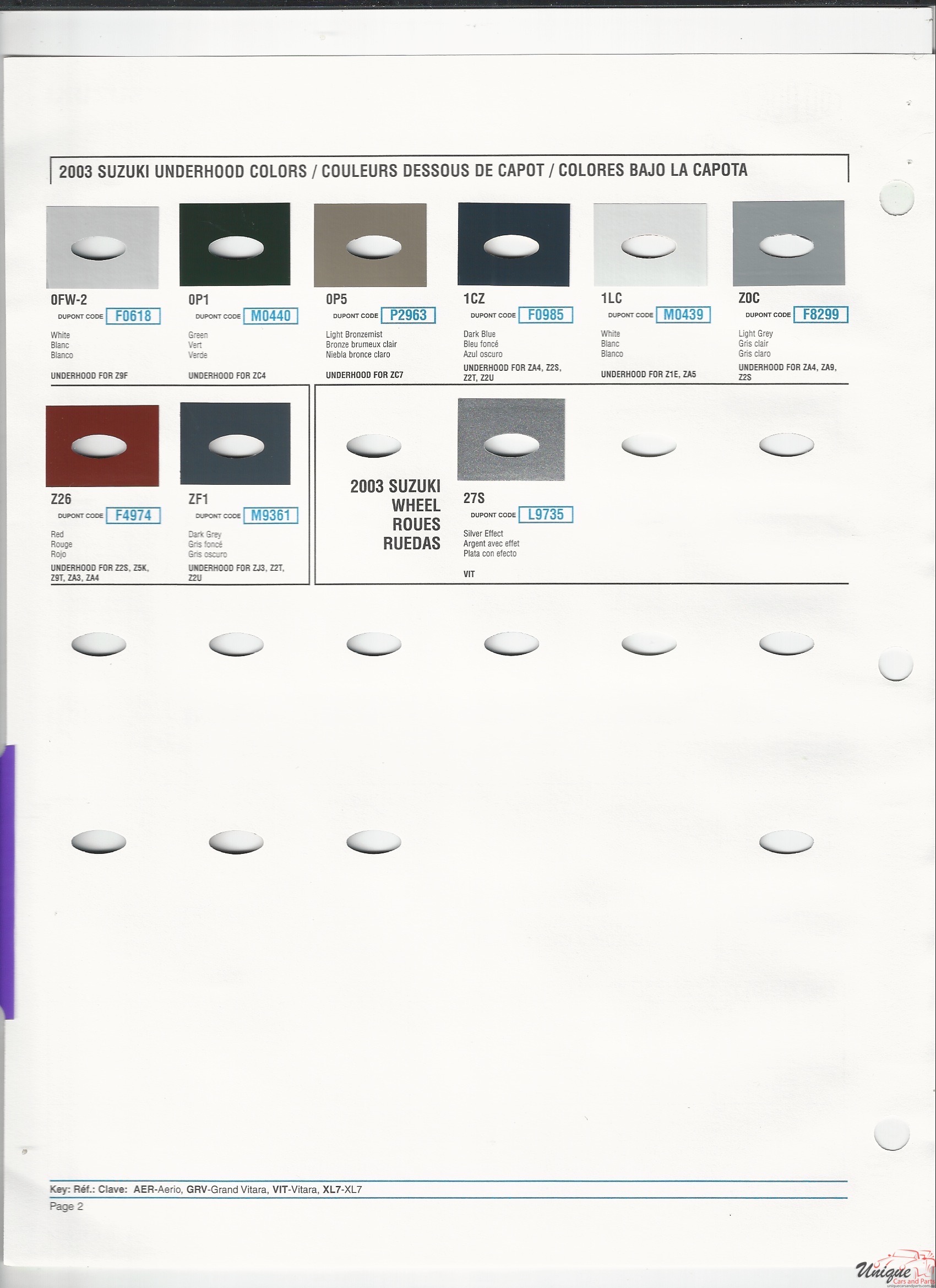 2003 Suzuki-1 Paint Charts